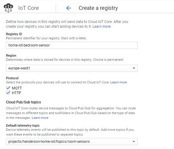 google cloud console create registry